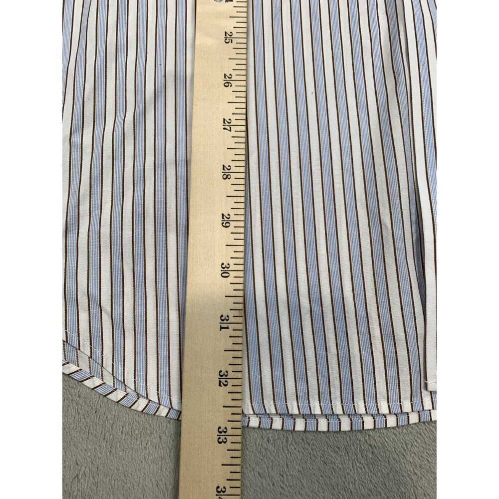 Paul Fredrick Trim Fit Men's 15.5-34 White Imperial Two Ply Cotton Dobby Shirt - Picture 5 of 9